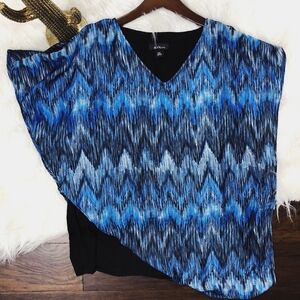 Alyx V-Neck Top Asymmetrical Chevron Blue